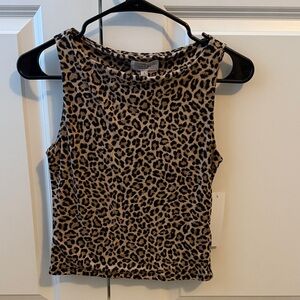 Sleeveless Leopard-Print Tank Top - Tan & Black